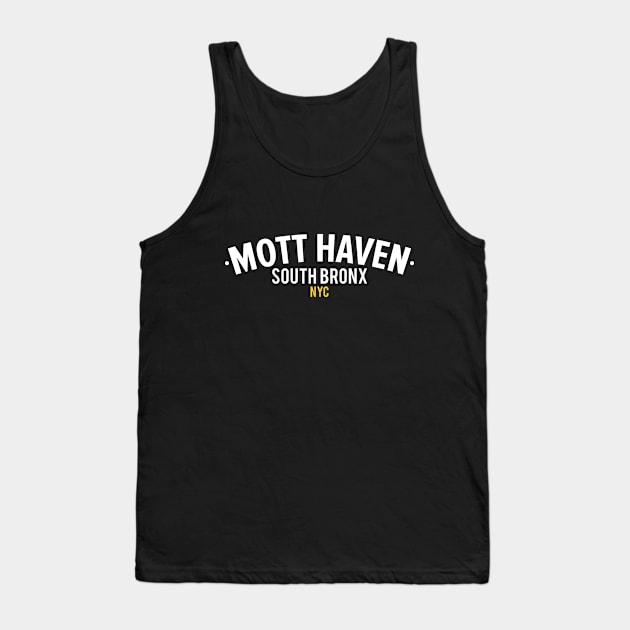 Mott Haven Bronx NYC- Modern Minimalistic Typography Tank Top by Boogosh